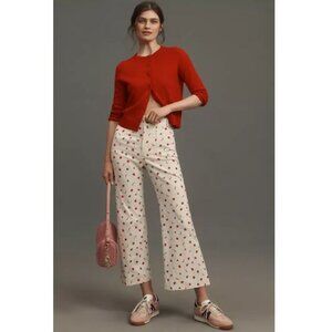 Anthropologie -NWT - The Colette Printed Crop Wide-Leg Pants by Maeve - Size 27P